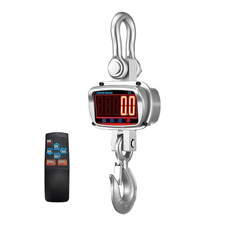Hyindoor Crane Scale, 5000 kg, Electronic Digital Hanging Scale, 5T Large LCD Display, Heavy Duty Crane Scale, Industrial Crane Scale with Aluminium Alloy with Hook and Remote Control