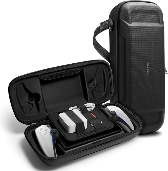 Spigen Rugged Armor Pro Compatible with PlayStation Portal Remote Player Hard Shell Travel Carrying Case - Black