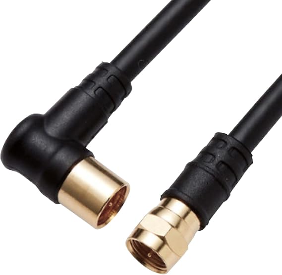 DX Antenna TV Antenna Cable 2m Secure Connection Screw Type F Plug/One-Touch Connection L Plug 2K 4K 8K 3224MHz Compatible High Shielding Low Loss Cable Black EC-4W2FLBKH