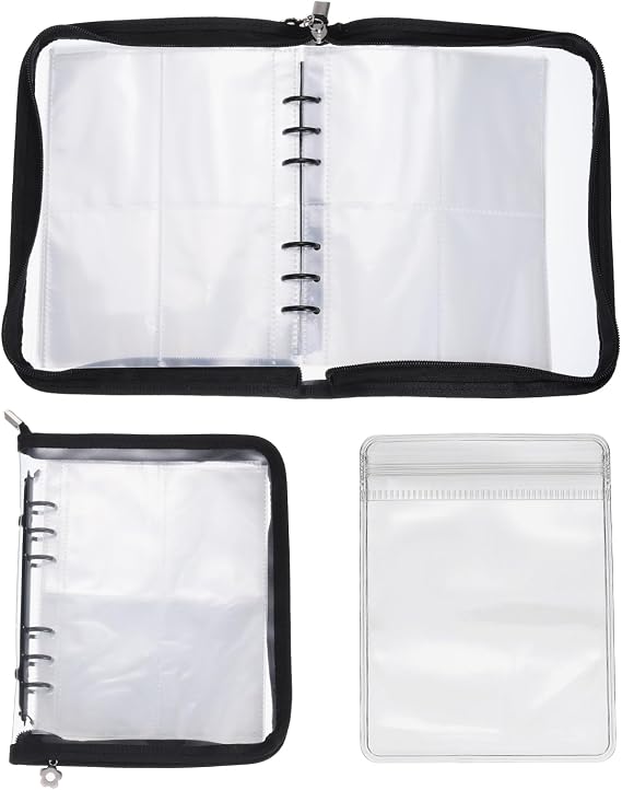 sourcing map 1 Set Transparent Earring Organizer Book Clear Travel Jewelry Earring Organizer with Pocket for Necklace Bracelet Ring Holder with Small Zippered Pouch Holder