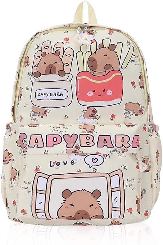 Capybara Cartoon Kids Backpack, School Backpacks,Schoolbag Rucksack, Toddler Daypack, Adjustable Rucksack Large Capacity Nursery Daypack Waterproof Lightweight Casual Book Bag for Kids