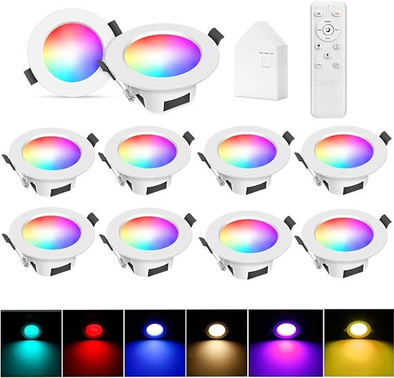 LED Downlights for Ceiling Alexa,9W Bluetooth RGBWC Colour Changing Spot Lights,Dimmable Recessed Ceiling Lights 2700K-6500K, APP Control for Living Room Bedroom Kitchen [Energy Class E]