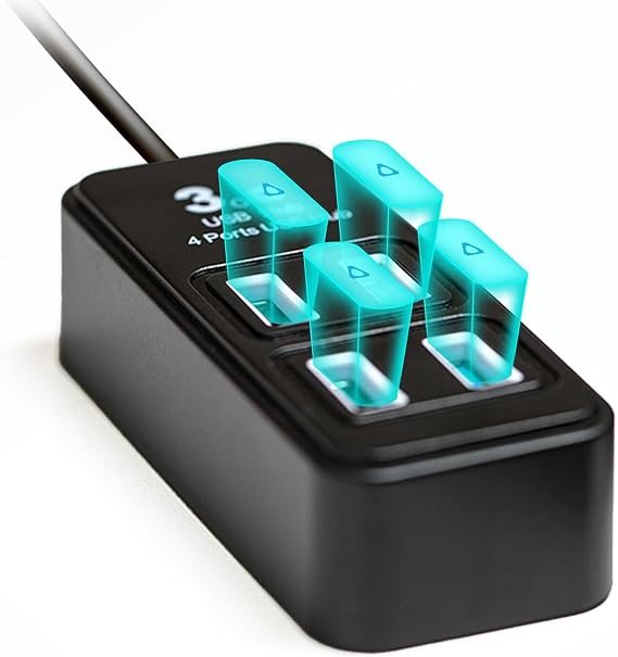 Rebuff Reality USB Hub - 4 Port USB Hub for VIVE Tracker USB Dongle - Compatible with VIVE Tracker 3.0, 2.0 and Other VR Console Dongle - Data Transfer Capable - 4 Feet Cable for Extended Range