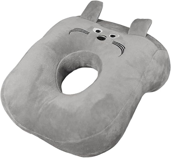 Office Nap Pillow Memory Cotton, Cute Pillow with Ear Hole, Soft Nap Pillow, Ear Pillow for Side Sleepers for Ladies, Girls, Kids(Grey Totoro)