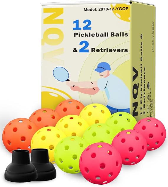 NQV Açık Pickleball Topları, 40 Delikli Pickleballs,Yüksek Rebounce Yüksek Görünürlüklü Turşu Topu Toplu ve Pickleball Aksesuarları