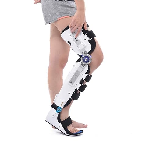 Adjustable Hinged ROM Knee Brace with Leg Support - Stabilising Orthosis Immobiliser for Left or Right Leg, Post-Operative Knee Splint & Protector,Left