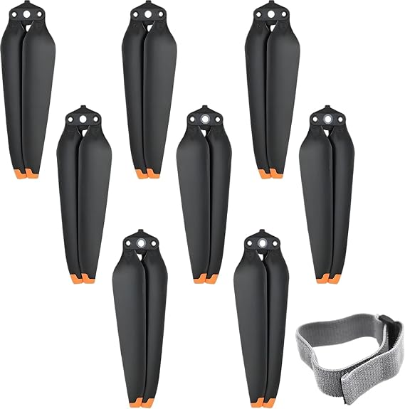 8Pcs Replacement Propellers for DJI Air 3/3S Drone, 8747F Low Noise Quick Release Foldable Drone Blades Wings Parts Accessories for Air 3/3S with Propeller Holder Strap (Orange Tip)