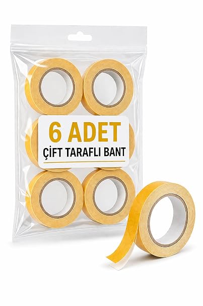 6 Adet Çift Taraflı Köpük Bant Güçlü Yapışkanlı Bant