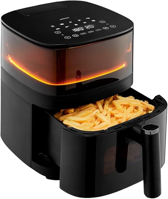 MEDION X10 XL MD11780 Hot Air Fryer (5 Litres Airfryer Innovative Water Spray Function for Crispy Food 1500 Watt Viewing Window Shake Alarm 10 Automatic Programmes)