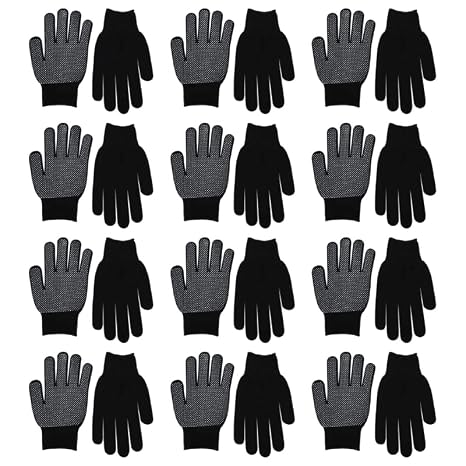 12 Pair Gloves With Rubber Dots Single Sided Pvc Dotted Working Gloves Polyester And Cotton Work Gloves With Grip Dots Work Gloves