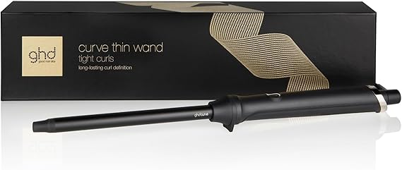 ghd Curved thin wand, clipless professional curling iron, black