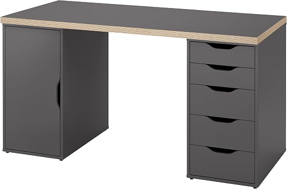 ProTuning ALEX/LAGKAPTEN Desk, grey/wood effect, 140x60 cm