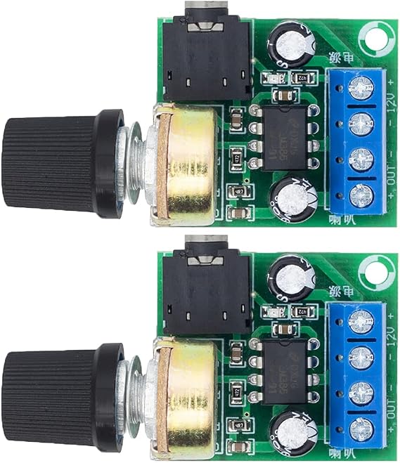 Acxico LM386 10W Mini Power Amplifier Board Audio Amplifier Module DC 3-12V Volume Adjustable Control 2 Pcs
