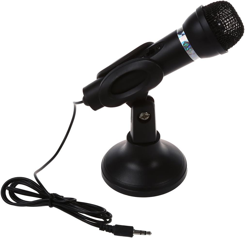 Omnidirectional Laptop Computer 3.5mm Network Stand Mini Portable Microphone Black