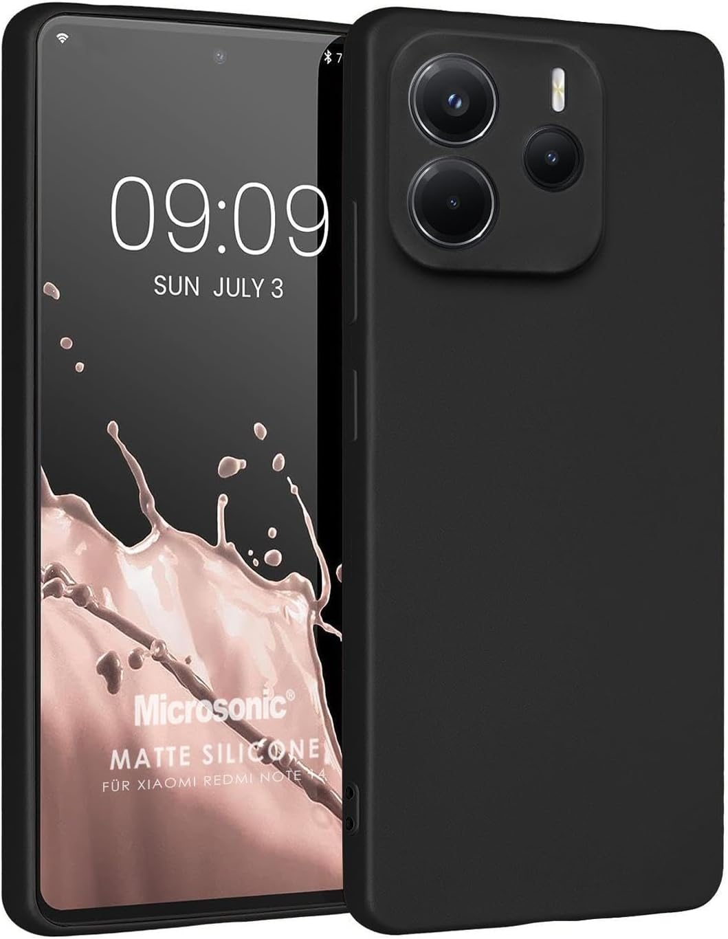 Microsonic Matte Silicone Xiaomi Redmi Note 14 4G Case Black [Redmi Note 14 4G Compatible Case - Black]