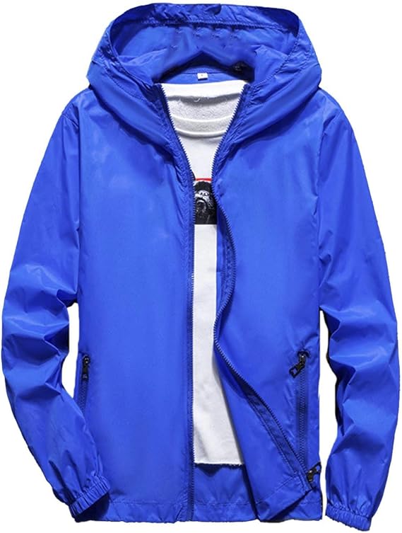 Men's Lightweight Waterproof Jacket Windproof Rain Coats Pack Away Hooded Jackets Windbreaker for Camping Fishing Running Cycling 2025 New