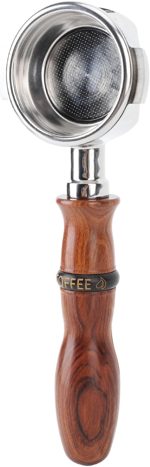 58mm Bottomless Portafilter Rosewood Handle Hollow Stainless Steel Coffee Machine Portafilter for Expobar E61 for GEMILAI (Type 2)