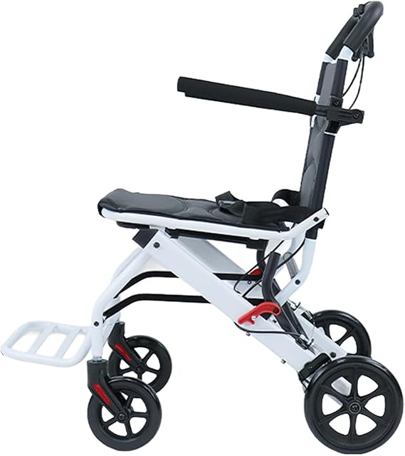 Lightweight Wheelchair, Foldable Wheelchair for Adults 8.2KG, Ultra Lightweight Folding Wheelchairs with PU Tyres, 90kg Capacity, Compact Transit Wheelchairs for Travel (Black)