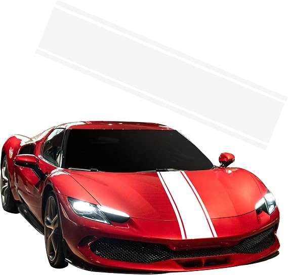 Car Hood Stripe Sticker Auto Racing Body Side Stripe Decal, Car Body Vinyl Racing Pinstripe Decal Stickers, Modified Decal Decoration for Car, Sports Racing Stripes Stickers White