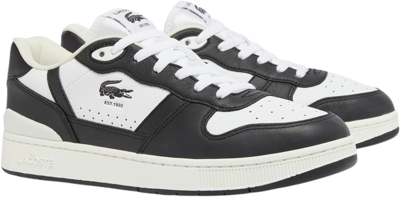 Lacoste Men's T-Clip Set Sneaker, White/Black, 8.5