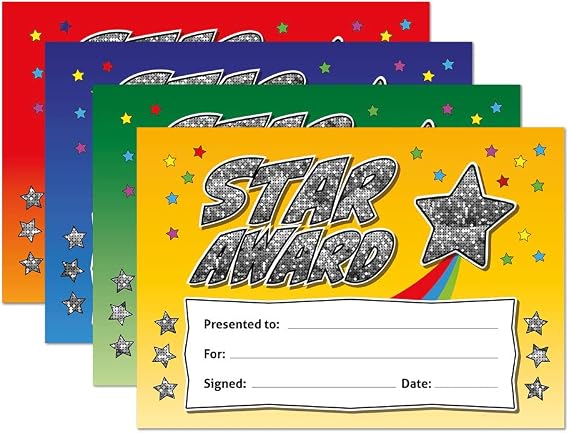 Star Award (Mixed Colours) Sparkly Holographic Certificate from SuperStickers