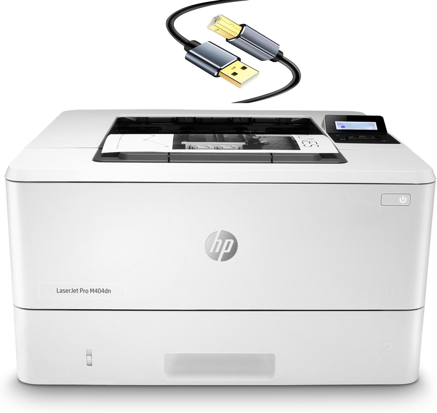 HP Laserjet Pro M404dn Single Function Wired Monochrome Laser Printer White - Print Only - Ethernet Only 40ppm 1200 x 1200 dpi Automatic Duplex Printing 8.5 x 14 2-Line LCD Tillsiy Printer Cable