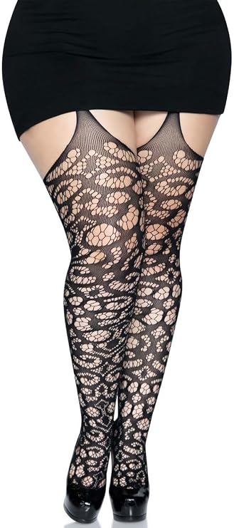 Leg Avenue Women's Deco Fishnet Stockings With Attached Garter Belt