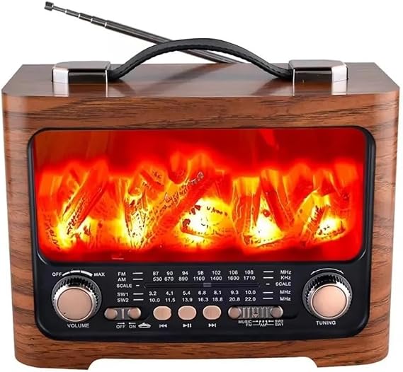 Dekoratif Şömine Görünümlü Bluetooth Hoparlör FM AM SW Radyo USB TF Kart Müzik Çalar