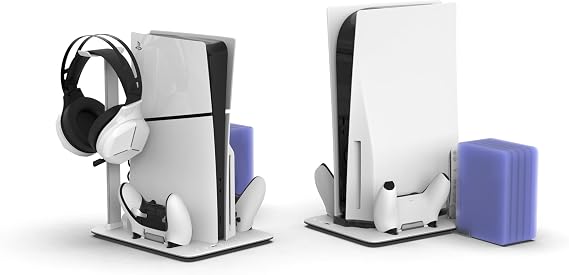 IMP DLX Multi-Function PlayStation 5 Charge Stand Compatible with Original, Slim and Pro Consoles - Disc and Digital