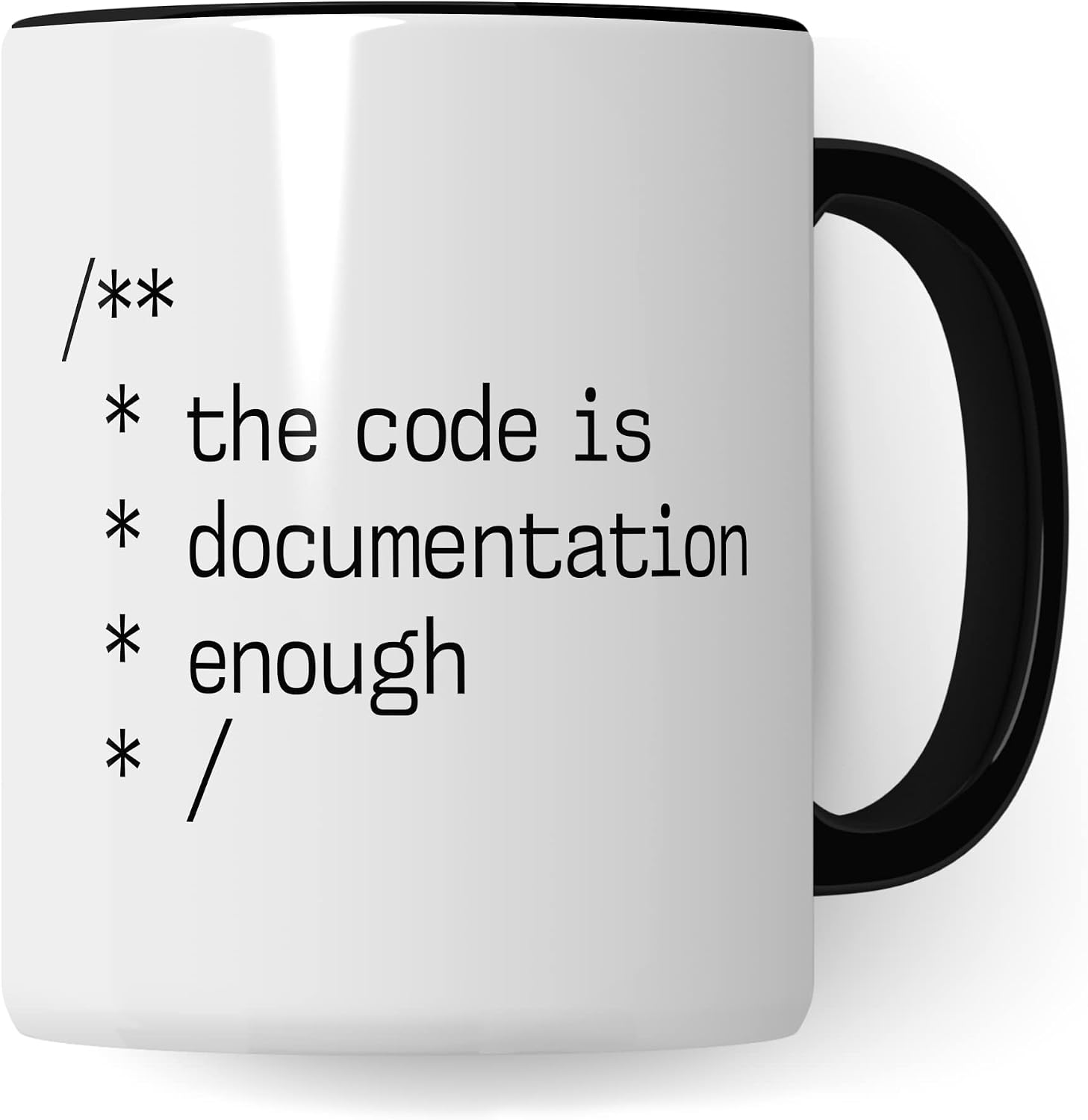 Computer Science Gift Mug The Code is Documentation Enough Gift Idea for Computer Scientist Coffee Mug Computer Scientist Programmer Coffee Mug with Saying Funny Code WhiteBlack