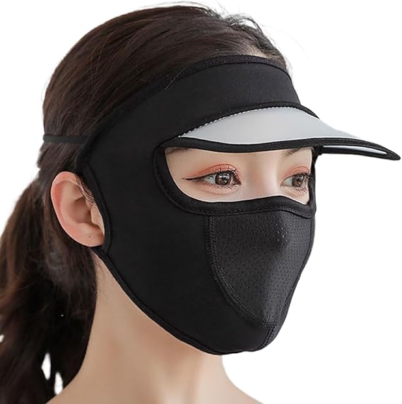 Breathable And Comfortable Mask UV Cycling Sun Protection Facekini Elastic And Comfortable Hanging Ears Ice Silk Outdoor, black