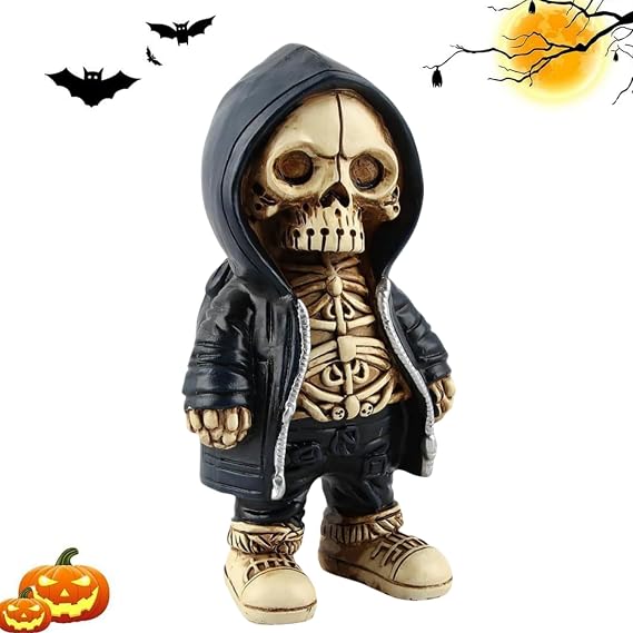 Cool Skeleton Figurines,Gothic Skeleton Skull Marionette Statue Halloween Home Decor Creative Desk Ornament for Office Bedroom Collectible Gothic Gift for Women Men