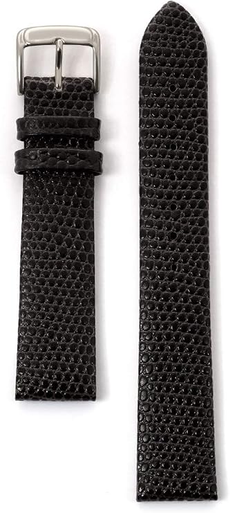 Speidel Leather Lizard Grain Watch Band 15mm-22mm-Black and Brown Replacement Strap, Stainless Steel Metal Buckle Clasp, Watchband Fits Most Watch Brands