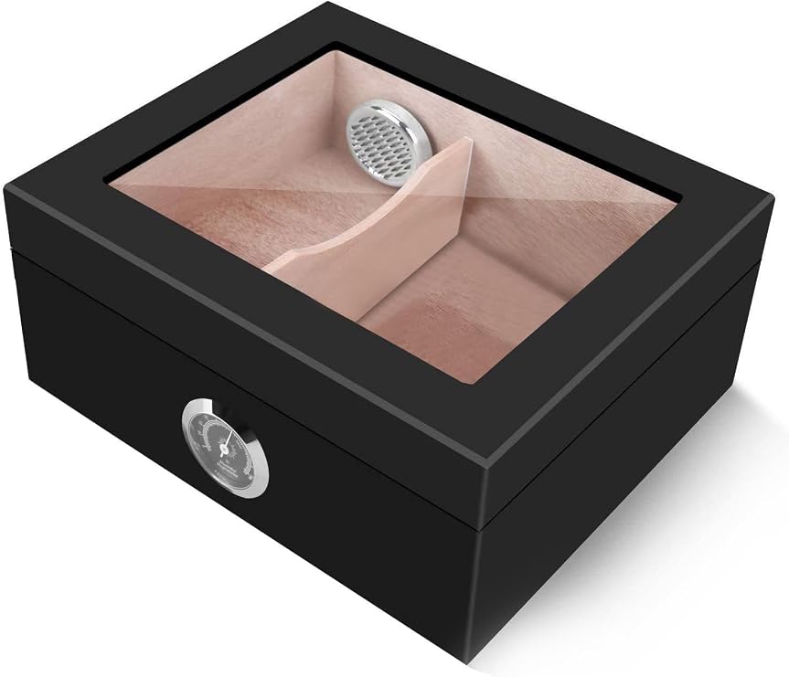 Siyah Camlı Humidor Puro Kutusu rc44