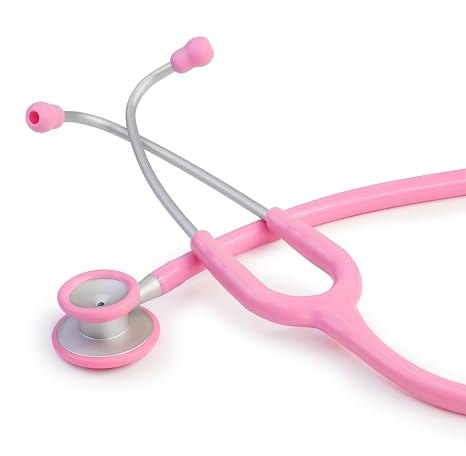 Scian Lightweight Stethoscope -Enhanced Acoustic, Satin-Flex Tube, Aluminum Featherlight Dual head for Nurse Essentials, Pink