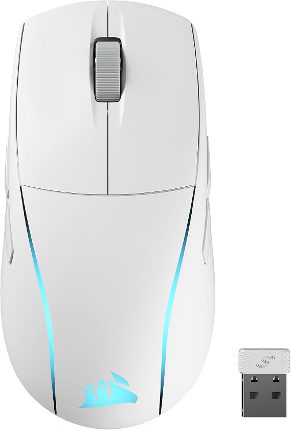 Corsair M75 Wireless RGB Lightweight FPS Gaming Mouse - 26,000 DPI - Interchangeable Side Buttons - iCUE Compatible - PC - White