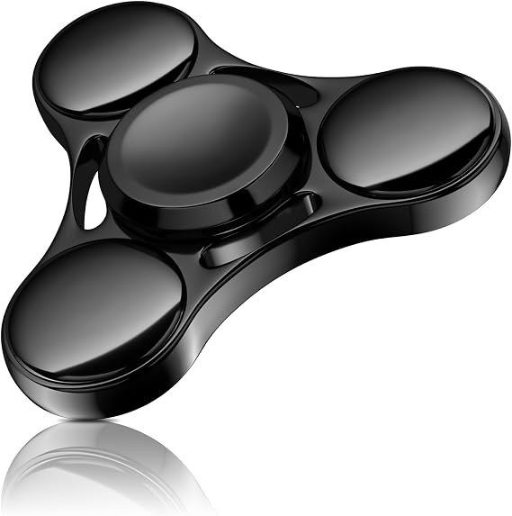 Aolcev Fidget Spinner Metal Fidget Toy Hand Spinner Stainless Steel 3-5 Minutes Fast Bearing Spins Hand Spinners Tri Finger Gyro Toy ADHD EDC Focus Anxiety Stress Relief Toys for Kids Adults-Black