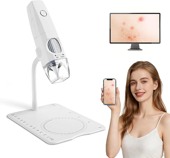 スキン&頭皮分析機、Beauty Starワイヤレスダーマトスコープ、1000倍HD倍率、ハンドヘルドデジタルカメラアナライザー 頭皮、毛包、顔の検出、2.0MピクセルのHDイメージング