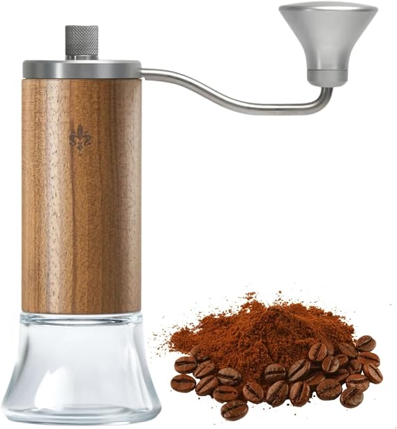 Eureka Baby Grinder, Manual Coffee Grinder, Hand Coffee Grinder, Portable Burr Coffee Grinders for Home, Camping and Travel, Burr Coffee Grinder With Stepped Burr Adjustment System - (Walnut)