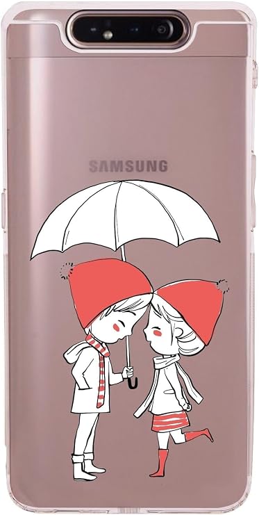 PrintiFy Samsung Galaxy A80 Kamera Korumalı Kapak Aşk Tasarımlı Şeffaf Kılıf