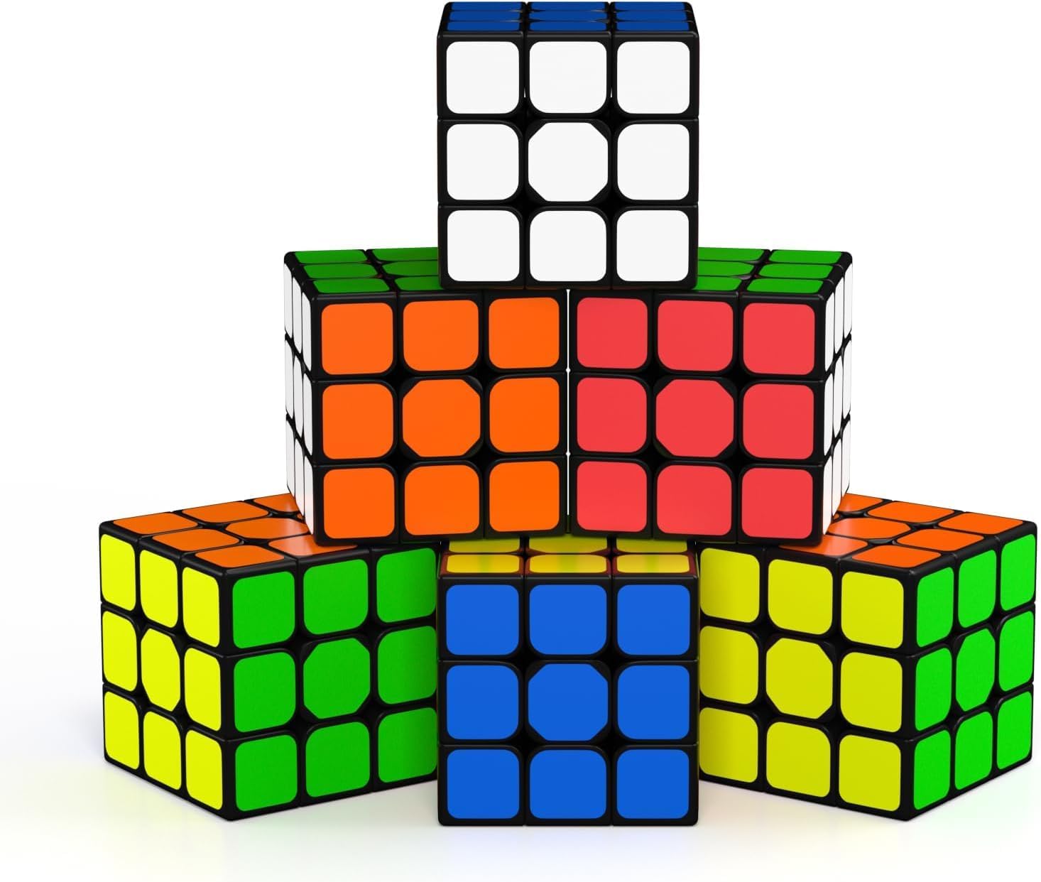 Vdealen Full Size 3x3x3 Speed Cube, 6 Pack Magic Puzzle Party Toy for Beginners and Advanced Users, Christmas Birthday Party Favor Gift for Kids Teens Adults Classic