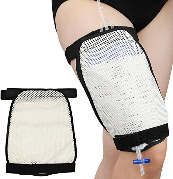Leg Bag Mesh Holder with Bag for Urine Collection Bag Nephrostomy Foley Urinary Catheter Stabilising Device Suprapubic Drainage Cathete Kidney Failure Supplies Wheelchairs Men Women Pack of 1