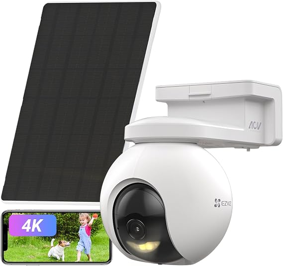 EZVIZ 4K Wireless Security Camera Outdoor, Solar Powered (CB8 Pro Kit)