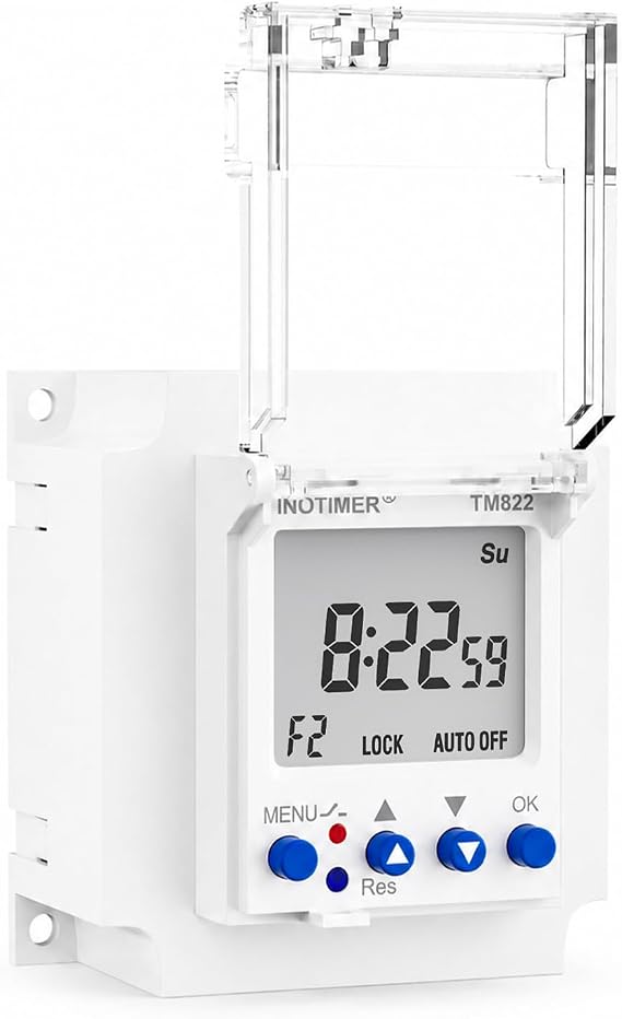 Dual Channel Programmable Timer Switch, 2CH Digital Timer Relay, 12V DC 16A, 7 Days Weekly Timer, with LCD Display Panel/Wall Mount