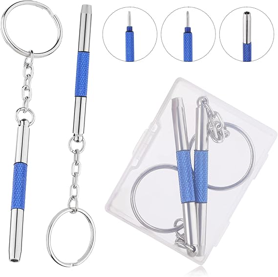 2Pcs Tiny Eyeglass Screwdriver Repair Kit-Mini 3 in 1 Precision Glass Screwdrivers Set, Tiny Eyeglass Screwdriver Keychain Mini Screwdriver for Eyeglass,Watch, Jewelry (Phillips,Hex,Flat Head)