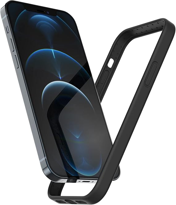 Compatible with iPhone 12/12 Pro Bumper Case (6.1 Inch), Soft Liquid Silicone Gel Rubber Bumper Cover [Silky Smooth Grip] Slim Design Protective Bumper-Frame-Case, Black