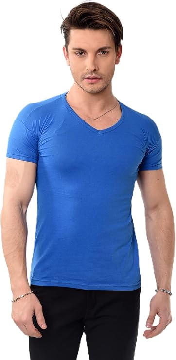 V Yaka Basic Slim Fit Erkek Tişört T-Shirt