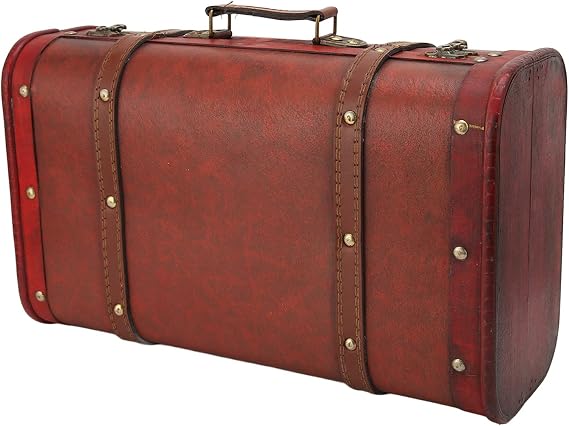 Les-Theresa Vintage Suitcase, Trunk, Decorative Treasure Box,Decorative Travel Chest Paperboard Boxes, Retro Design Jewelry Storage for Keepsake Bedroom Display or Party Decor (01-S)