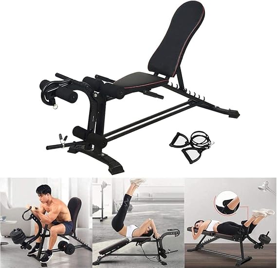 Multifunctional Dumbbell Bench Adjustable Sit Up Bench with Fitness Rope Decline Bench Press Weight Bench Dumbbell Bench Roman Chair