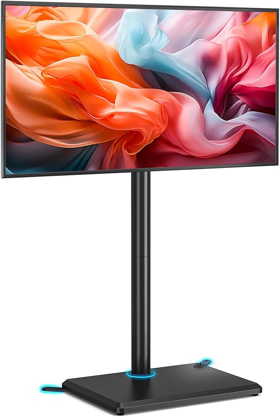 TVON TV Floor Stand for 32 to 65 inch TVs Tall TV Stand with Support Feet, Slim Corner TV Stand Height Adjustable Swivel TVs Stand, Max VESA 400x400mm up to 40kg